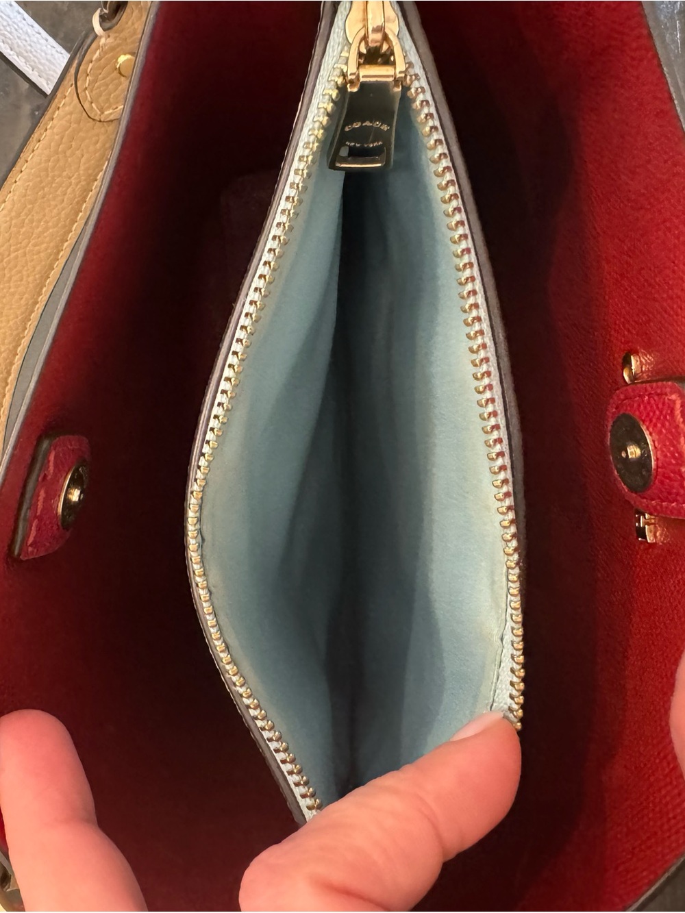 Coach Taupe Pebbled Leather Bucket Shoulder Bag with Gold Hardware - Picture 6 of 9